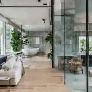 A high-quality, relevant image for an article about: Top Glass Design Trends Transforming Modern Liv