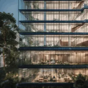 A high-quality, relevant image for an article about: Glass Revolutionizing India’s Premium Office Ar