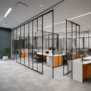 A high-quality, relevant image for an article about: Office Glass Partition Trends in India: Modern