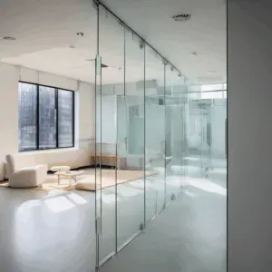 A high-quality, relevant image for an article about: Frameless Glass Partitions: Benefits, Drawbacks