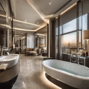 A high-quality, relevant image for an article about: Luxury Glass Solutions for Premium Hotels