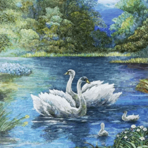 Grifine Lotus Pond Mural – Elegant Wall Art for Serene Home Décor