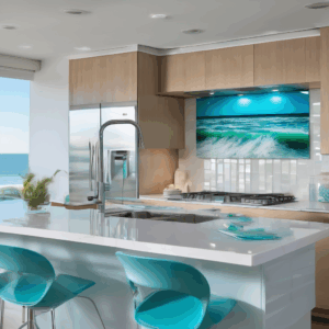 Ocean Horizon Glass Kitchen Backsplash Tile