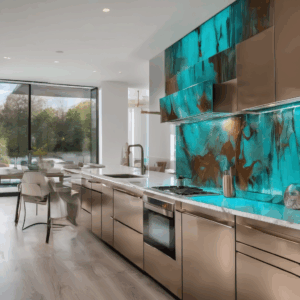 Fluid Art Bronze Glass Kitchen Backsplash Tile