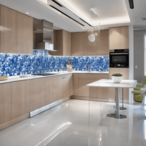 Porcelain Blue Glass Kitchen Backsplash Tile