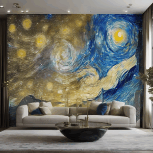 Van Gogh Starry Night Glass Living Room Wall Art
