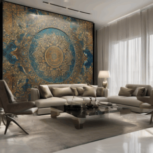 Persian Royal Ornament Glass Living Room Wall Art