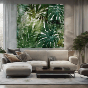 Tropical Botanical Paradise Glass Living Room Wall Art