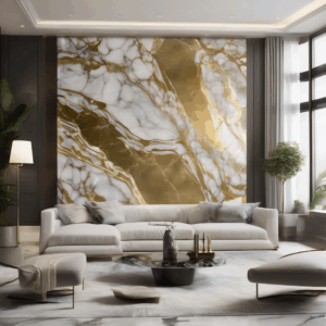 Luxury Marble Gold Veins Glass Living Room Wall Art