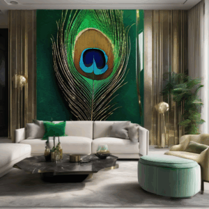 Peacock Royal Plumage Glass Living Room Wall Art