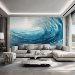 Ocean Horizon Abstract Glass Living Room Wall Art