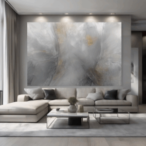 Modern Minimalist Grey Glass Living Room Wall Art