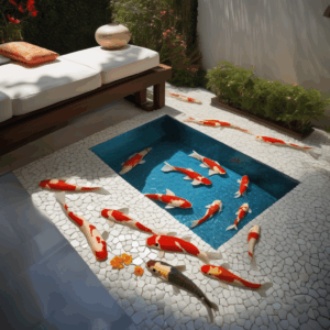 Koi Fish Garden Outdoor Plunge Pool Glass Mosaic