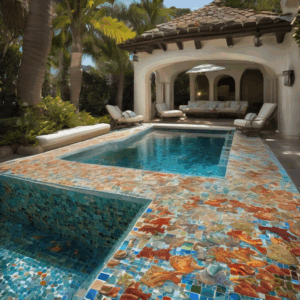 Coral Reef Magic Outdoor Plunge Pool Glass Mosaic
