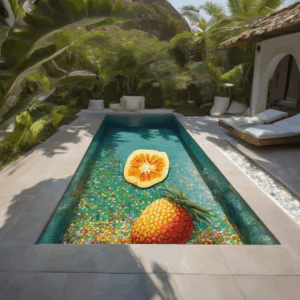 Tropical Fruit Fantasy Outdoor Plunge Pool Glass Mosaic