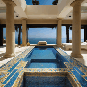 Persian Ornament Charm Outdoor Plunge Pool Glass Mosaic