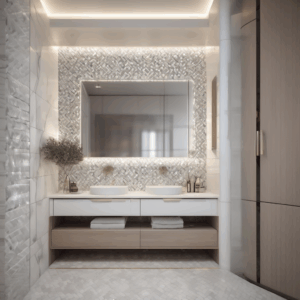 Matte White Herringbone Mosaic Glass Mosaic Bathroom