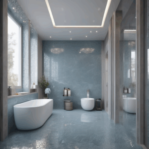 Misty Morning Grey-Blue Combo Glass Mosaic Bathroom