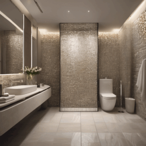 Woven Linen Texture Mosaic (Greige) Glass Mosaic Bathroom