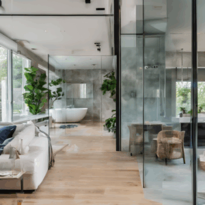 A high-quality, relevant image for an article about: Top Glass Design Trends Transforming Modern Liv