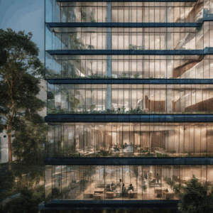 A high-quality, relevant image for an article about: Glass Revolutionizing India’s Premium Office Ar