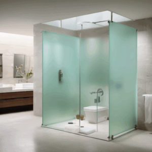 A high-quality, relevant image for an article about: Frosted Glass Ideas for Bathrooms and Offices