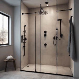 Crystal Clear Shower Enclosure Glass - Black Hardware