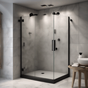 Soft Frost Shower Enclosure Glass - Black Hardware