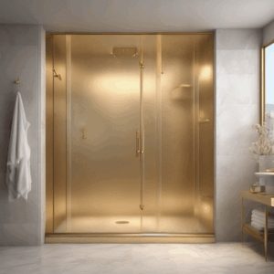 Soft Frost Shower Enclosure Glass - Gold Hardware