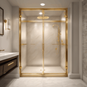 Privacy Bands Shower Enclosure Glass - Gold Hardware