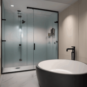 Ombre Frost Shower Enclosure Glass - Black Hardware