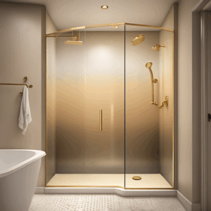 Ombre Frost Shower Enclosure Glass - Gold Hardware
