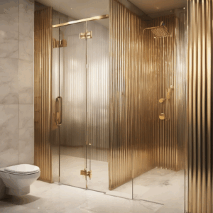 Classic Flute Shower Enclosure Glass - Gold Hardware