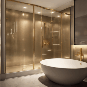 Smoked Shadow Shower Enclosure Glass - Gold Hardware