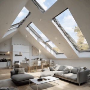 A high-quality, relevant image for an article about: Glass Skylights: Transforming Modern Homes with