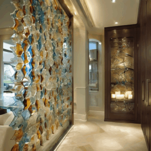 A high-quality, relevant image for an article about: Decorative Glass Ideas for Luxury Home Design