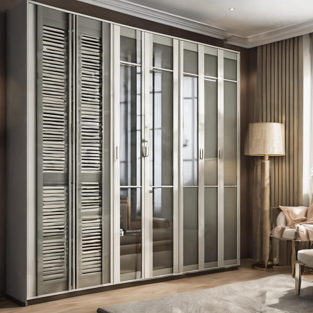 "Modern sliding wardrobe with 3mm toughened glass shutters, showcasing sleek and durable design in a Bangalore interior."