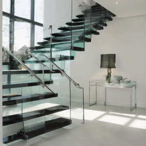 A high-quality, relevant image for an article about: Modern Glass Staircase Ideas for Stylish Home D