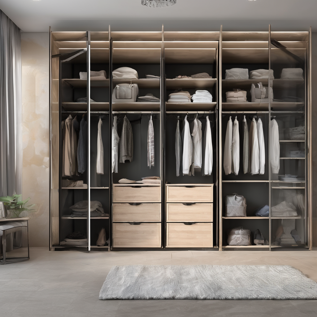 "Stylish modular glass wardrobe with sleek design, showcasing affordable modern storage solution for Bangalore homes."