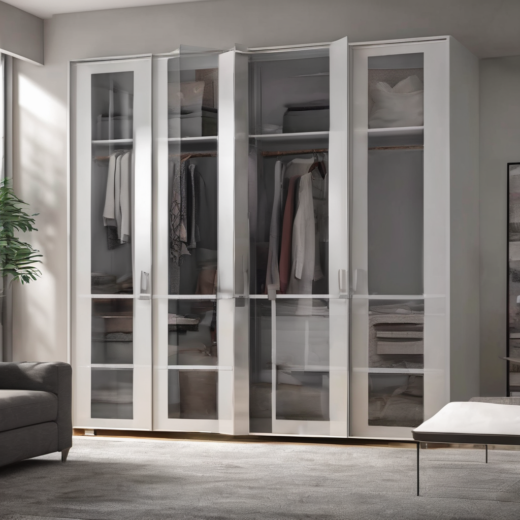 Modern anti-reflective glass wardrobe doors in a stylish Bangalore home, offering clear views and sleek functionality.