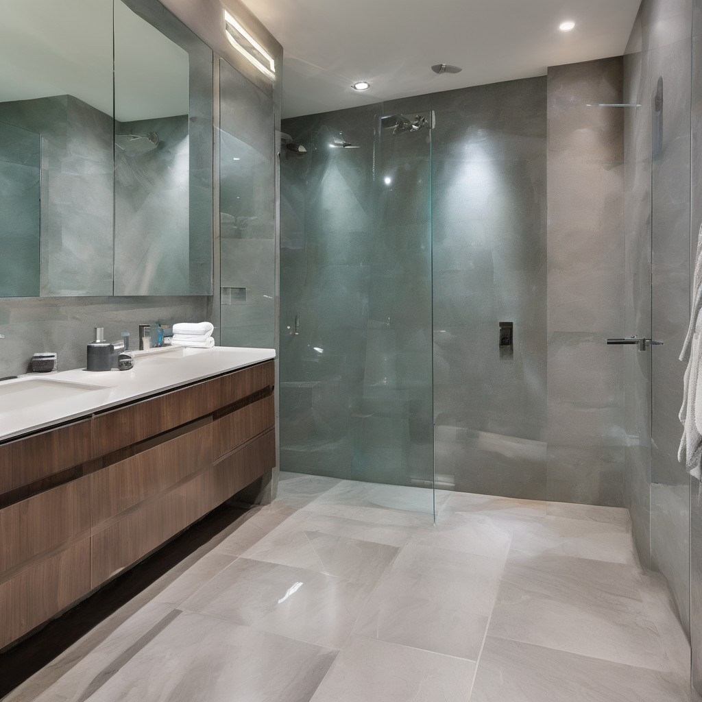 Close-up of polished bathroom glass edges showcasing smooth, refined finish from a glass edge polishing service in Bangalore.