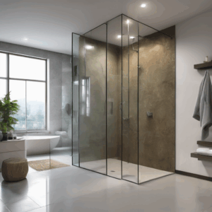 Sleek bathroom partition glass with PVB interlayer for durability, enhancing modern Bangalore home interiors.