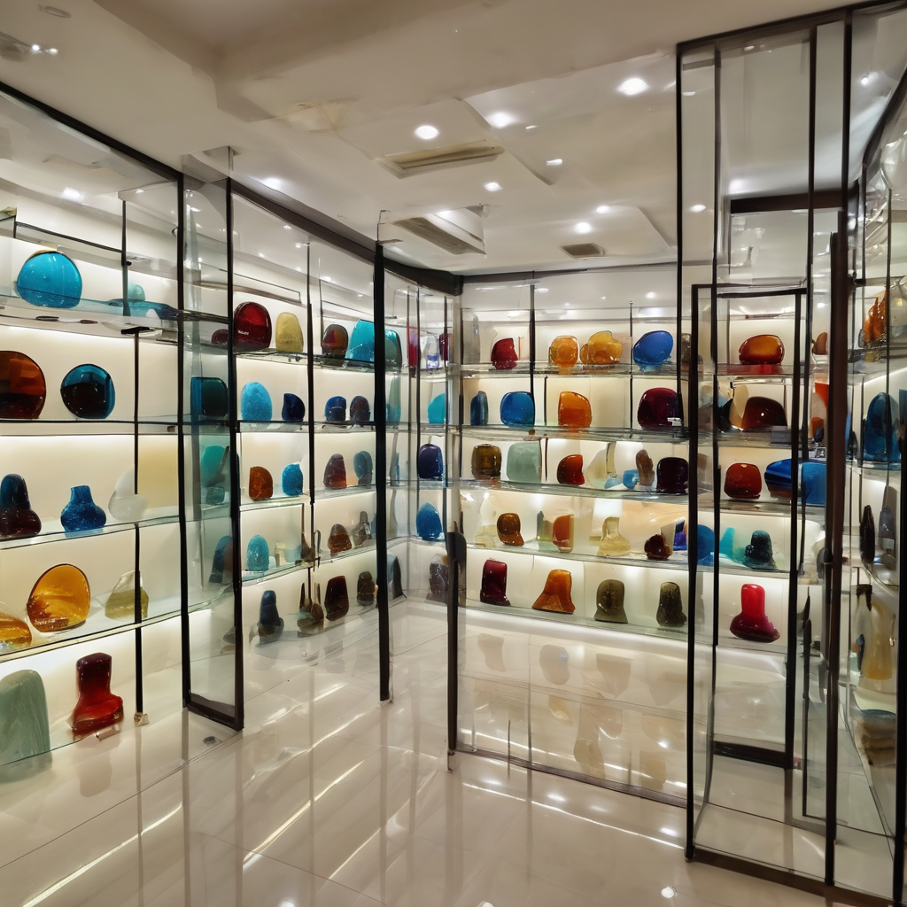 Modern glass showroom showcasing elegant designs in Jaipur's Vaishali Nagar and Mansarovar.