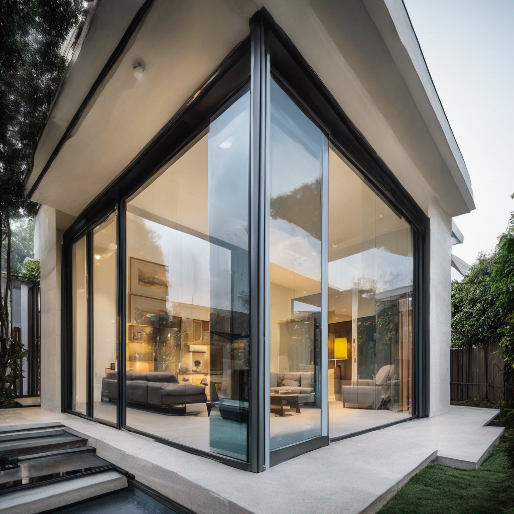 Illustration of a modern Bangalore home with IGU glass windows showcasing thermal insulation and noise reduction benefits.