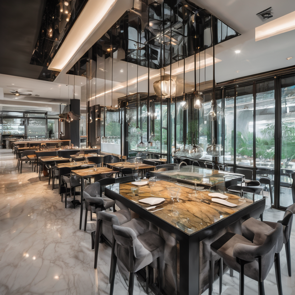 Modern restaurant kitchen in Bangalore featuring IGU glass panels for energy efficiency, noise reduction, and sleek design.