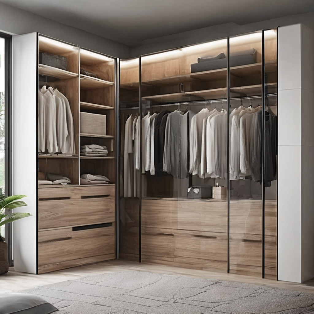 A sleek modular glass wardrobe being installed in a modern Bangalore home for a quick and elegant transformation.