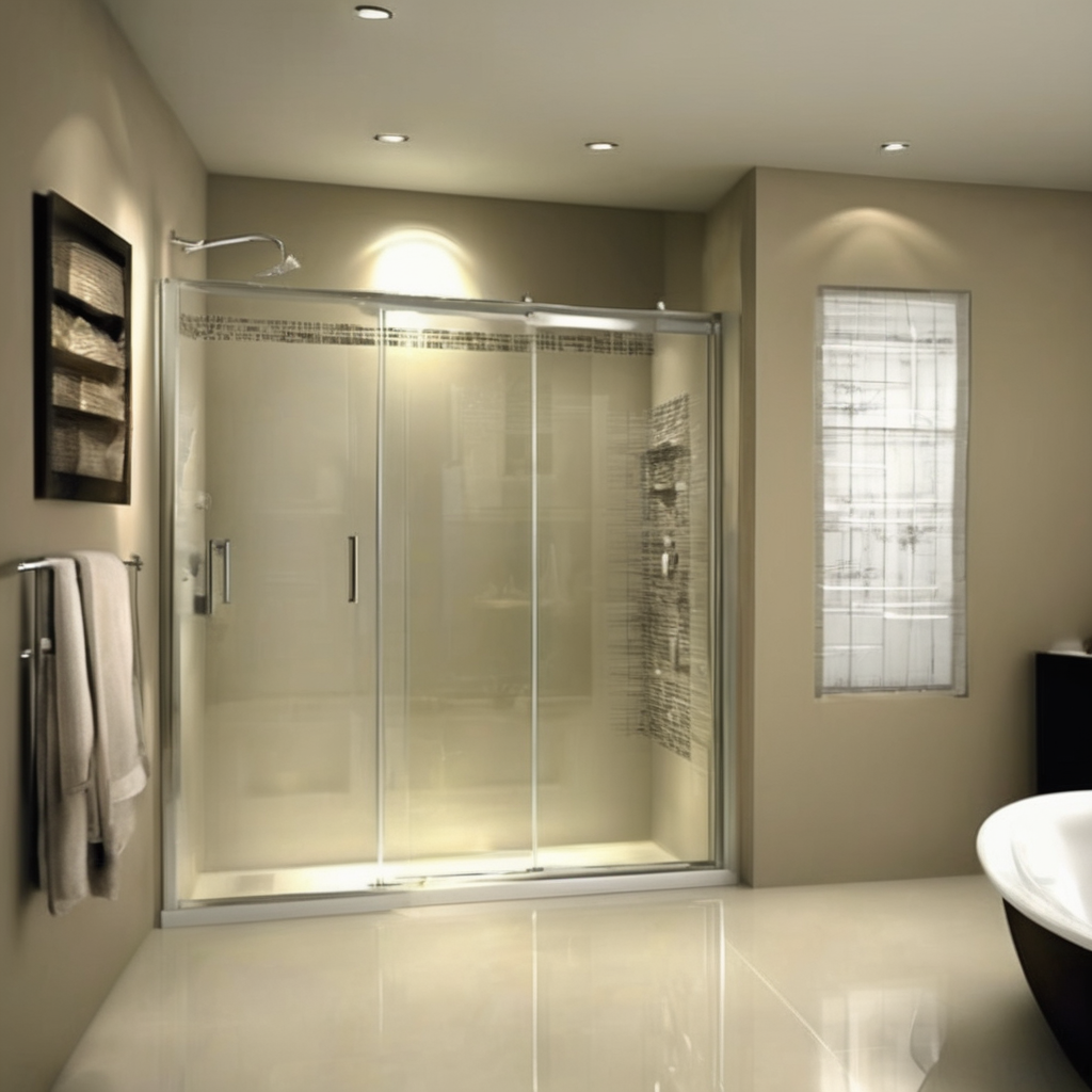 Sliding bathroom glass doors with sleek, modern design in a space-saving layout within a stylish Bangalore interior.