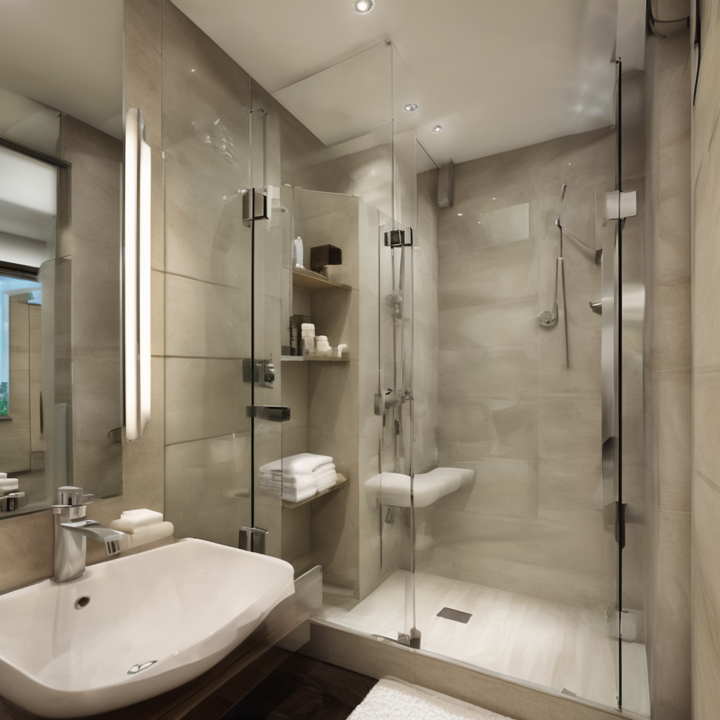 Small bathroom with sleek glass partition, maximizing space and adding modern elegance in a compact Bangalore home.