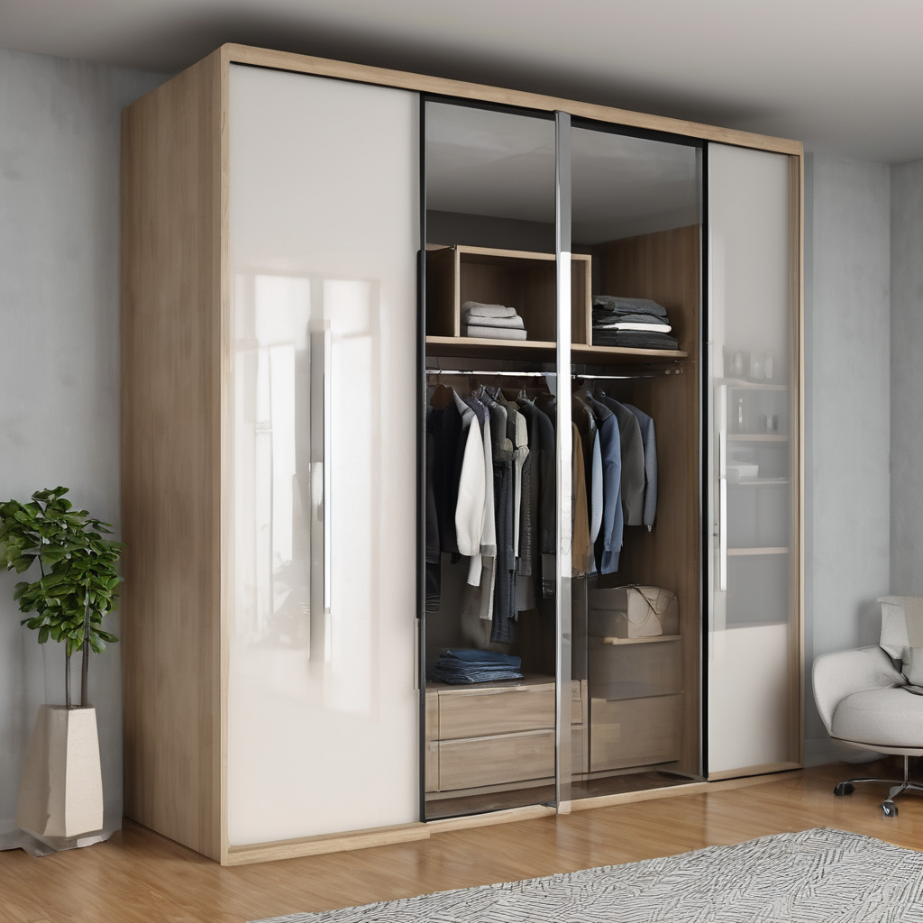 Wardrobe glass door with edge protection bumper installed for safety and style enhancement in a Bangalore home.