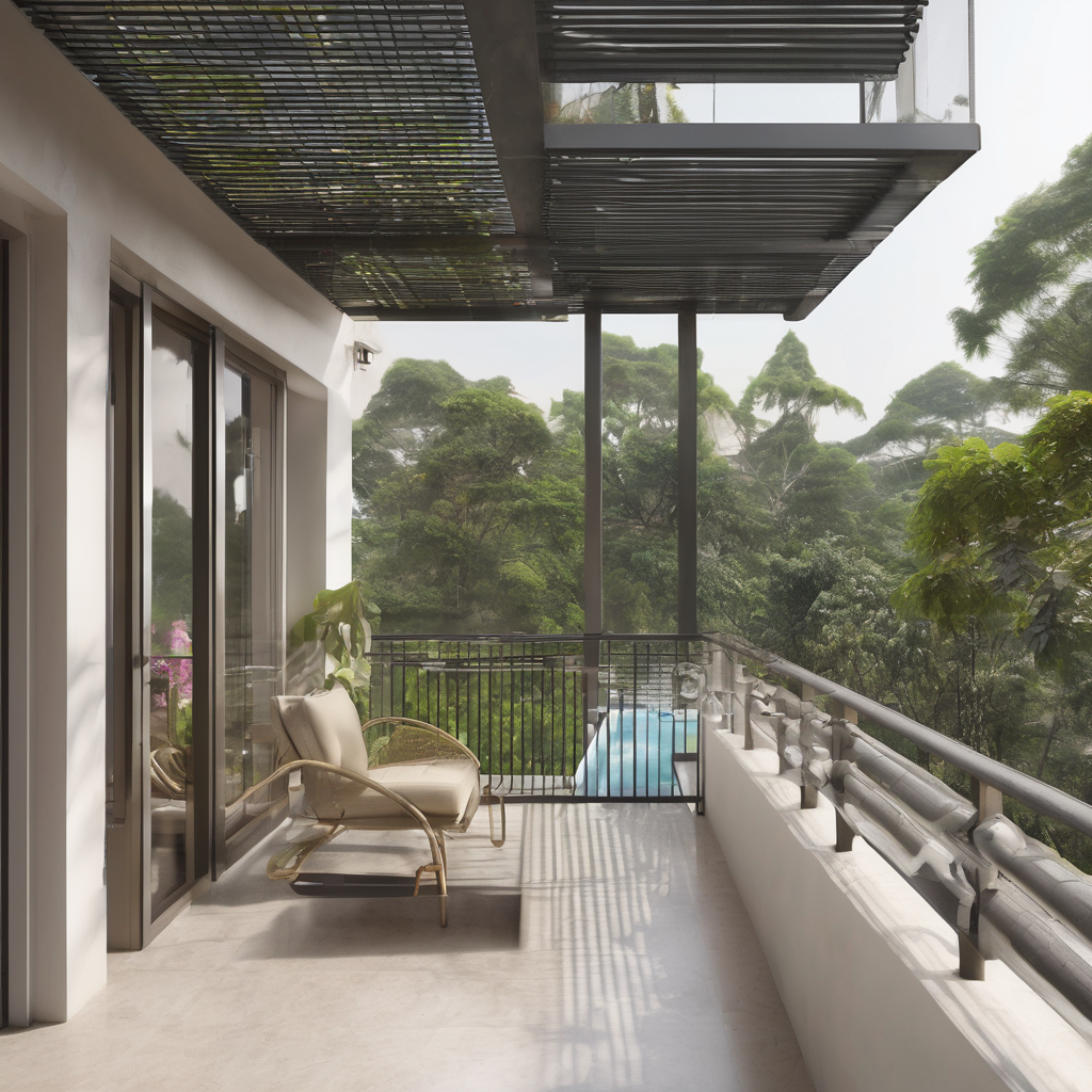 View of a modern Bangalore villa balcony featuring weather-resistant Insulated Glass Units (IGUs) enhancing style and durabil